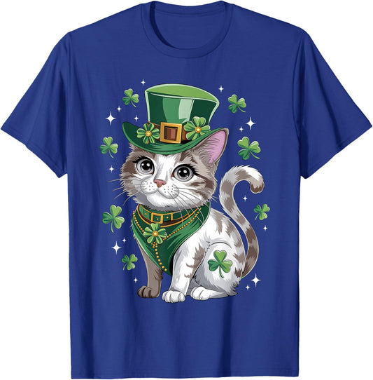 St Patricks Day Cat Leprechaun St Paddys Day St Catricks Day T-Shirt - T-Shirt | Royal