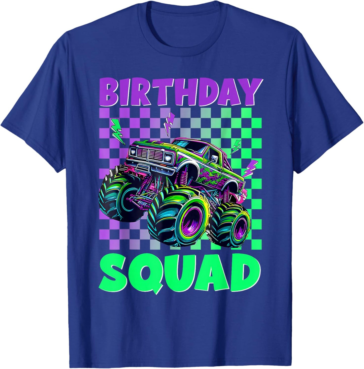 Kids Birthday Squad Monster Truck Birthday Boy Matching T-Shirt - T-Shirt | Royal