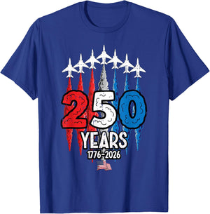 250 Years Jets Smoke 1776 2026 250th Anniversary USA Men T-Shirt - T-Shirt | Royal