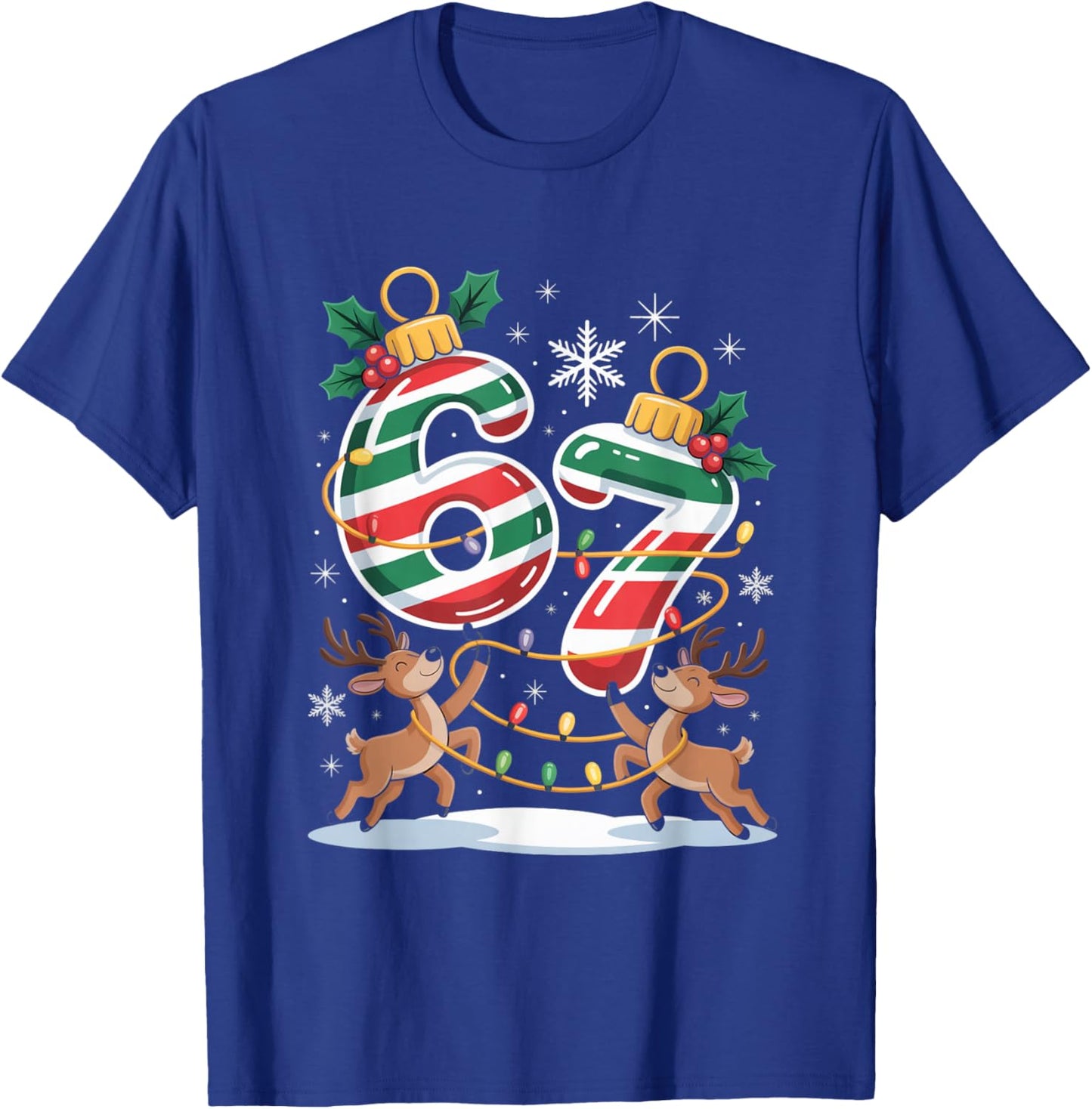 Christmas 67 Funny Xmas Six Seven Ugly Sweater 6-7 T-Shirt - T-Shirt | Royal