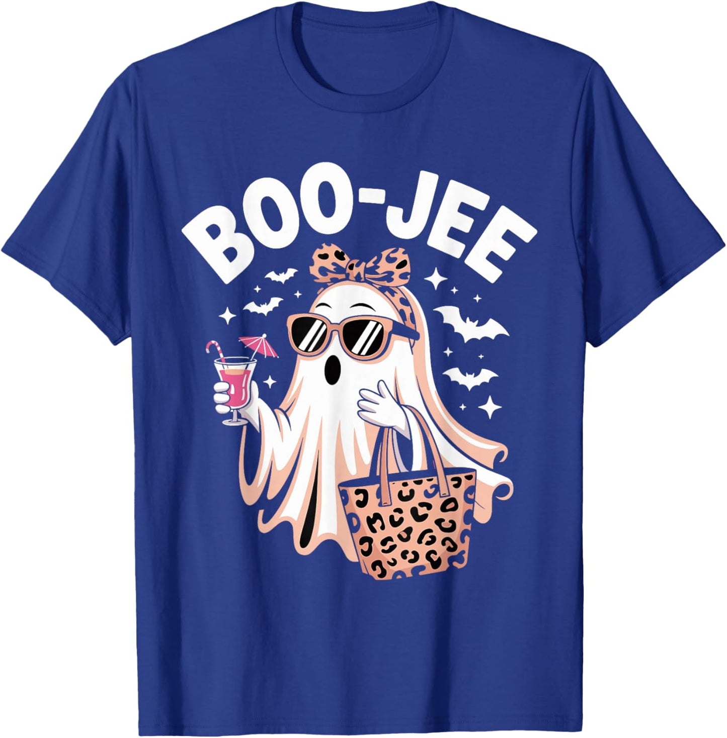 Coquette Leopard Ghost Coffee Boo-JEE Halloween T-Shirt - T-Shirt | Royal