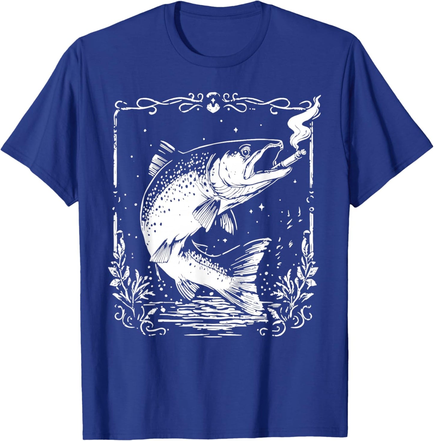 Fish Smoking Meme Vintage Style Silly Fish Gag T-Shirt - T-Shirt | Royal