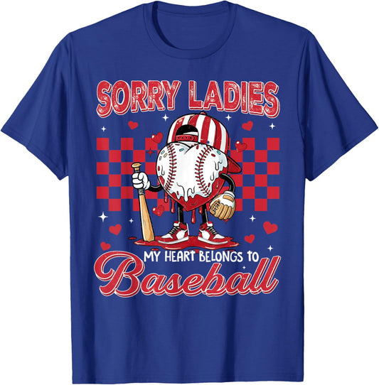 Valentine Funny My Heart Belongs Baseball Lover Boy Men T-Shirt - T-Shirt | Royal