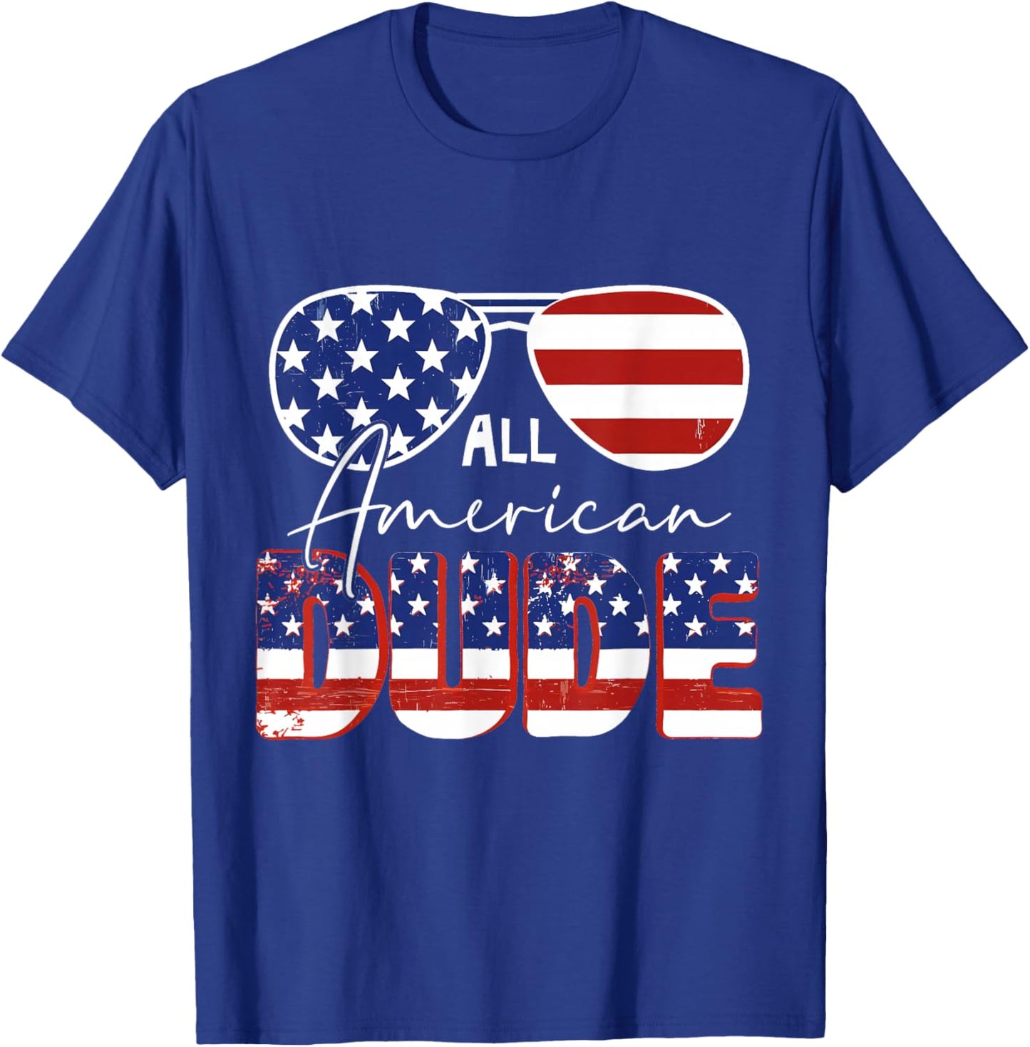 All American Dude 4th of July Patriotic Boys Kids Sunglasses T-Shirt - T-Shirt | Royal