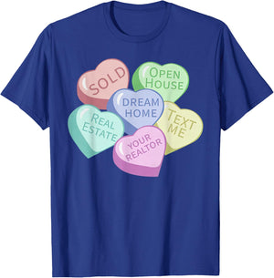 Heart Candy Valentines Realtor Real Estate Agent Investor T-Shirt - T-Shirt | Royal