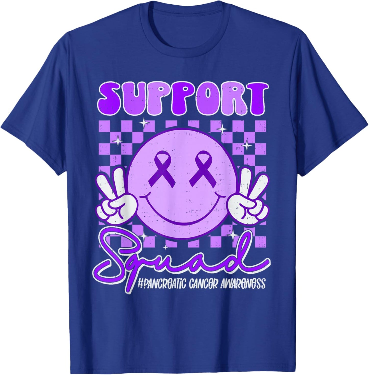 Support Pancreatic Cancer Awareness Ribbon Purple Girl Kids T-Shirt - T-Shirt | Royal