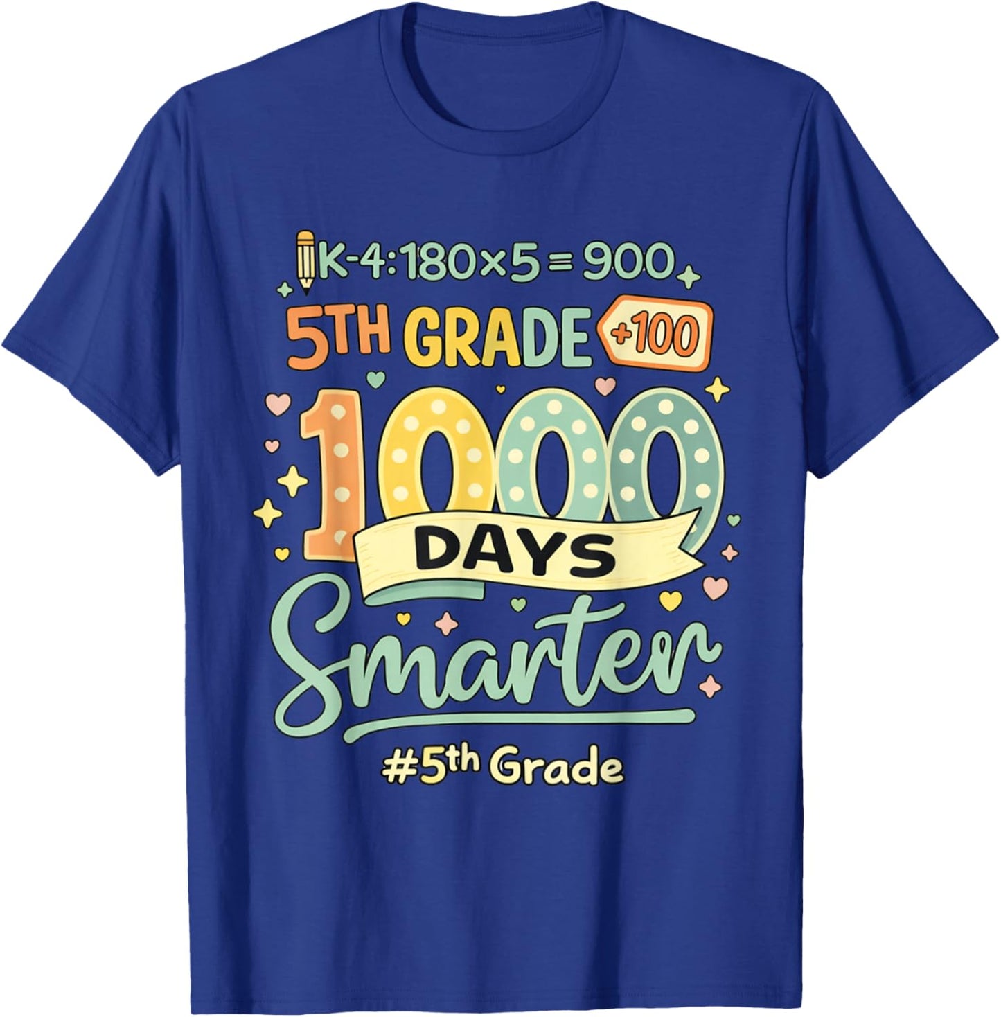 Happy 1000th Day of School 5th Grade Teacher Student Fifth T-Shirt - T-Shirt | Royal