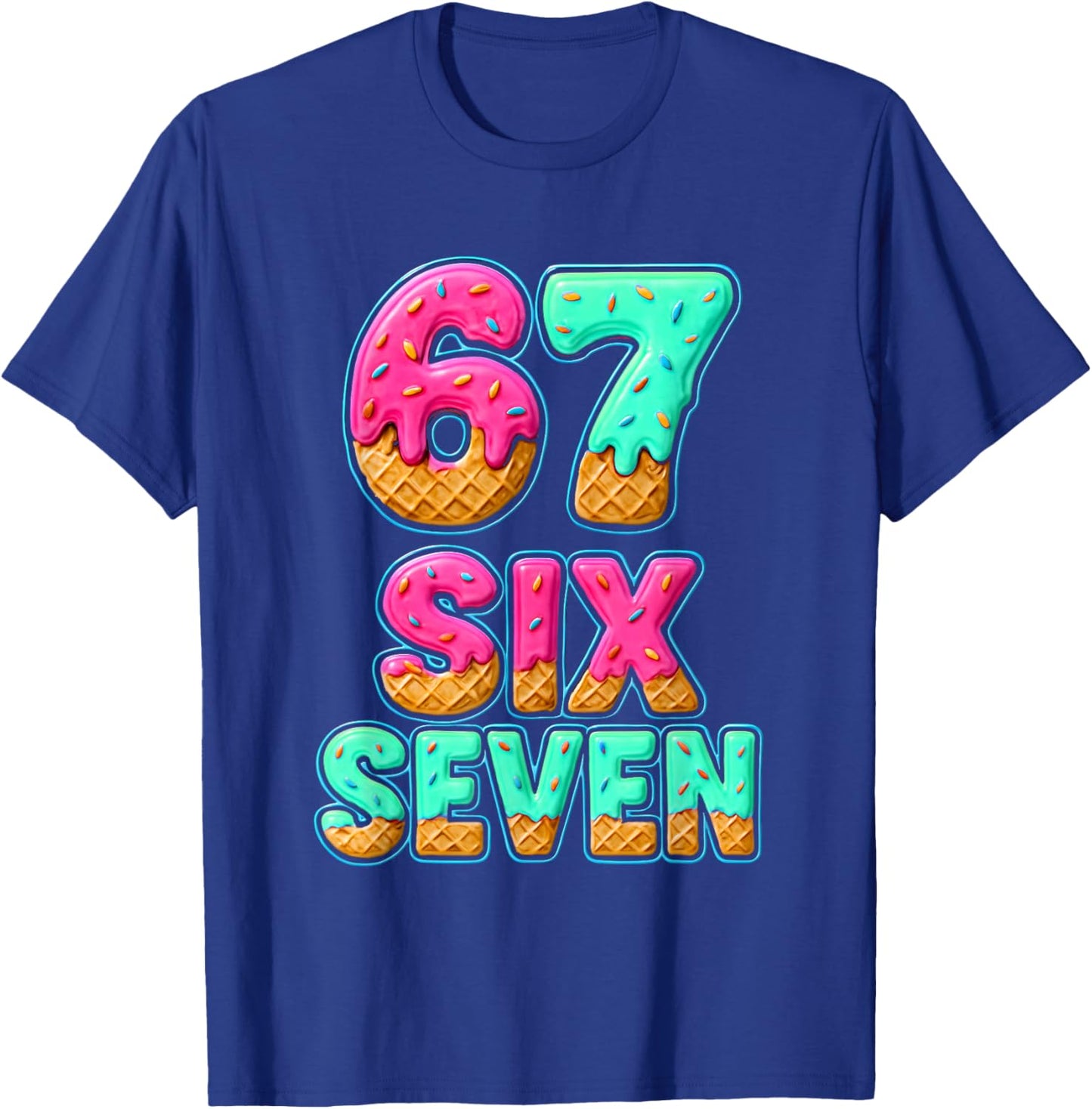 67 Ice Cream Drip Baseball Six Seven Funny 6-7 Meme Teen Boy T-Shirt - T-Shirt | Royal