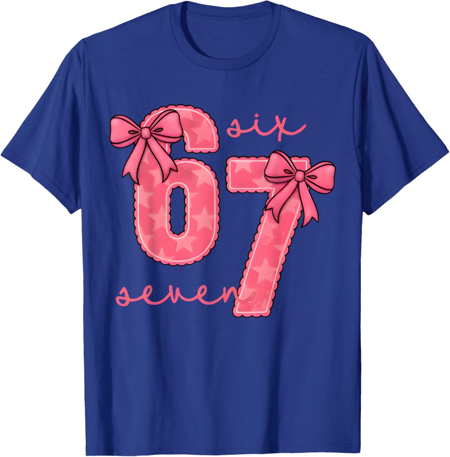 Funny 6 7 Six Seven 67 Meme Valentines Day T-Shirt - T-Shirt | Royal