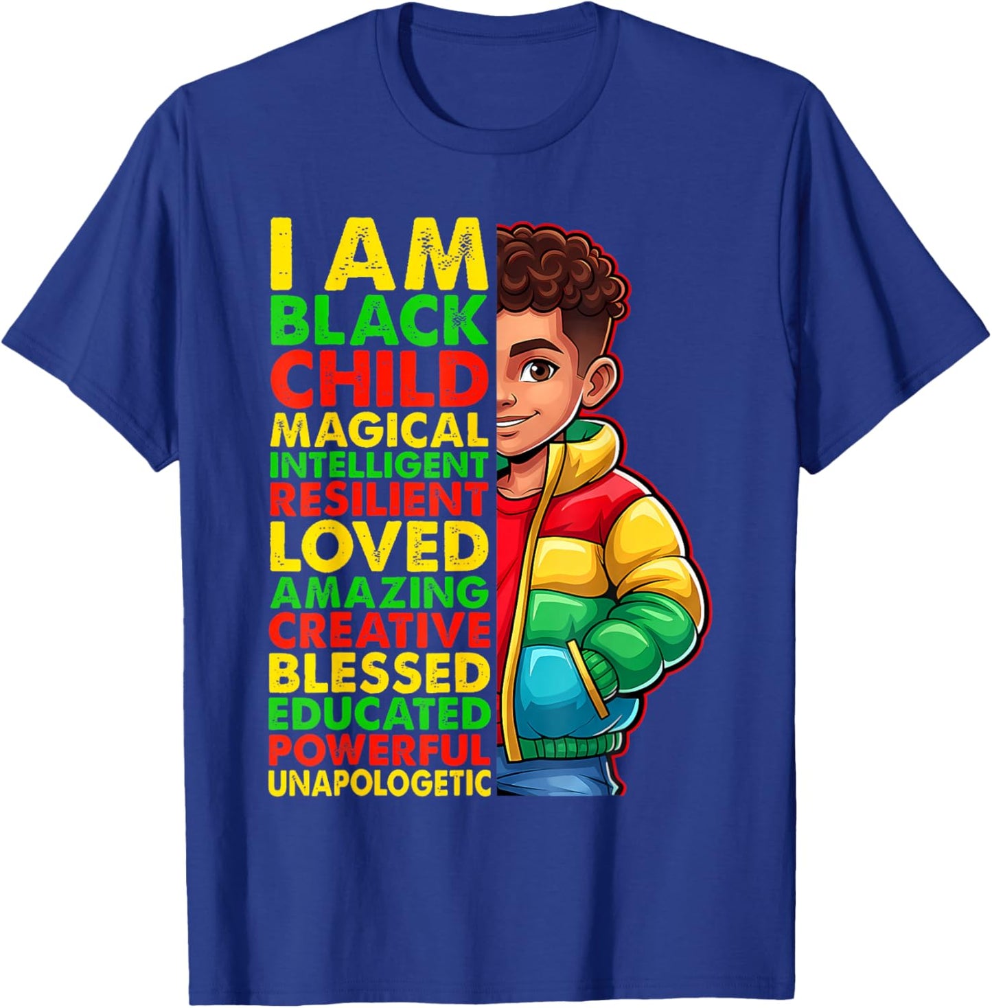 I am Black History Month Shirt Kids Boys African American T-Shirt - T-Shirt | Royal