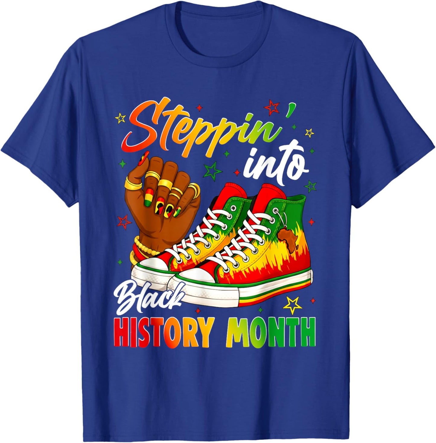 Stepping Into Sneakers Black History Month Black Girls T-Shirt - T-Shirt | Royal