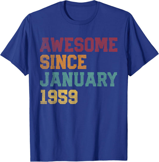 Awesome Since January 1959 67th Birthday 67 Years Old T-Shirt - T-Shirt | Royal