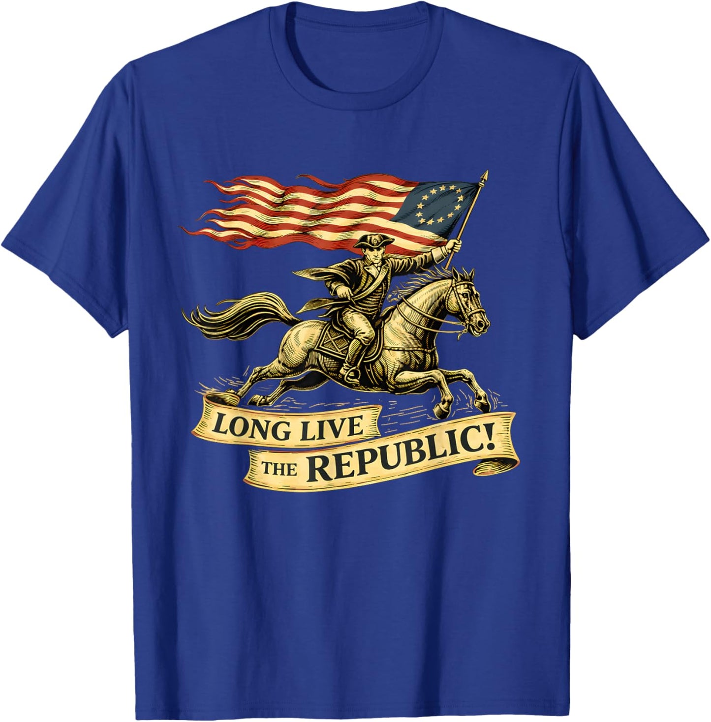 Minuteman Long Live The Republic USA 1776 2026 4th of July T-Shirt - T-Shirt | Royal