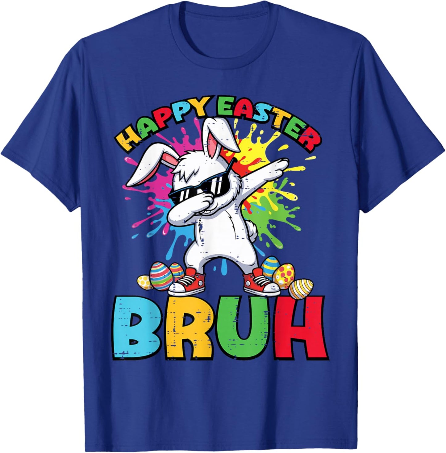 Happy Easter Bruh Dabbing Bunny Rabbit Boys Kids Men Women T-Shirt - T-Shirt | Royal