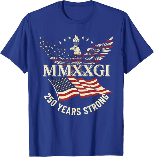 Flag Vintage 250 Years American 1776 2026 250th USA Birthday T-Shirt - T-Shirt | Royal