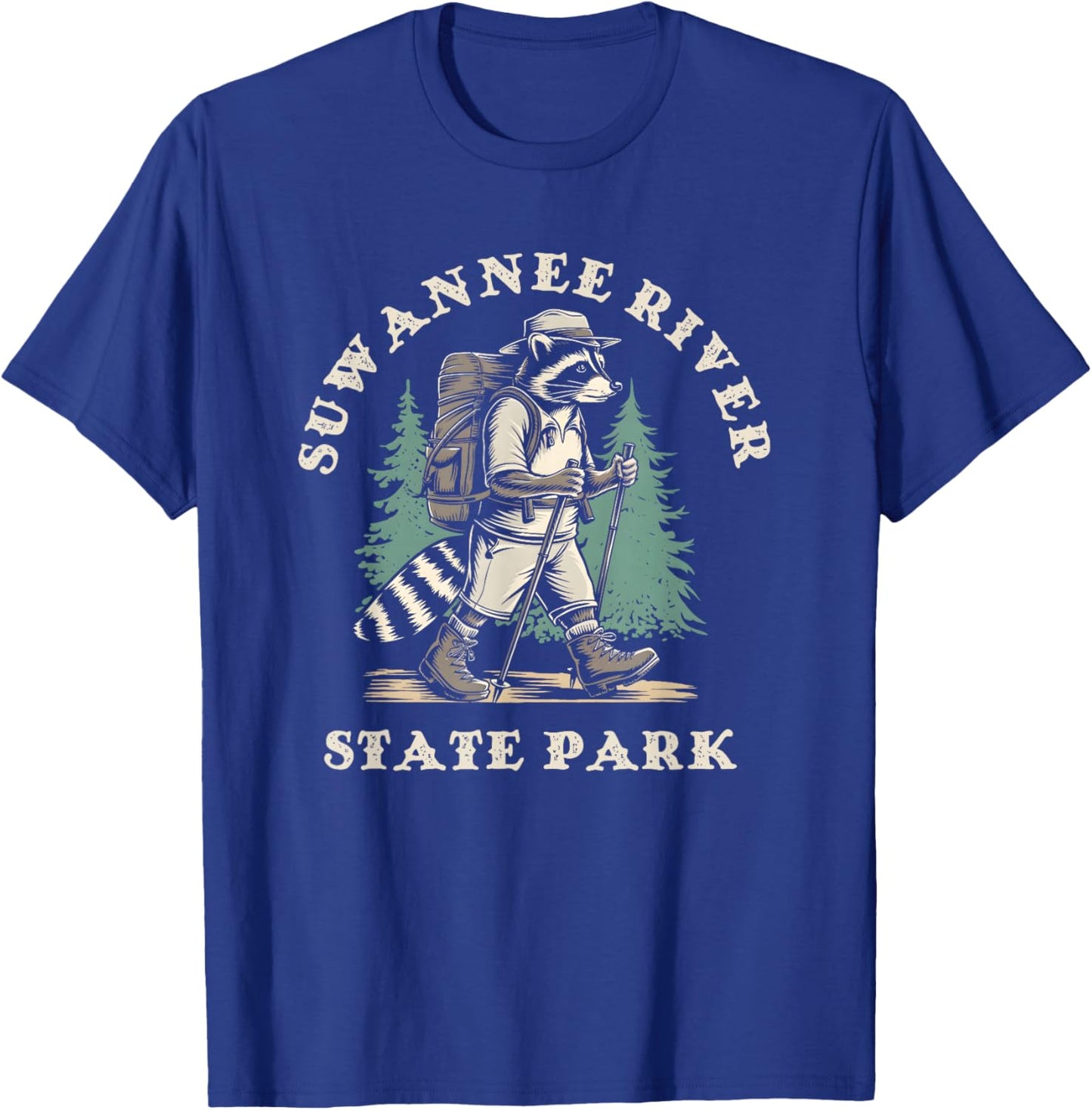 Suwannee River State Park Florida Hiking Backpacking Raccoon T-Shirt - T-Shirt | Royal