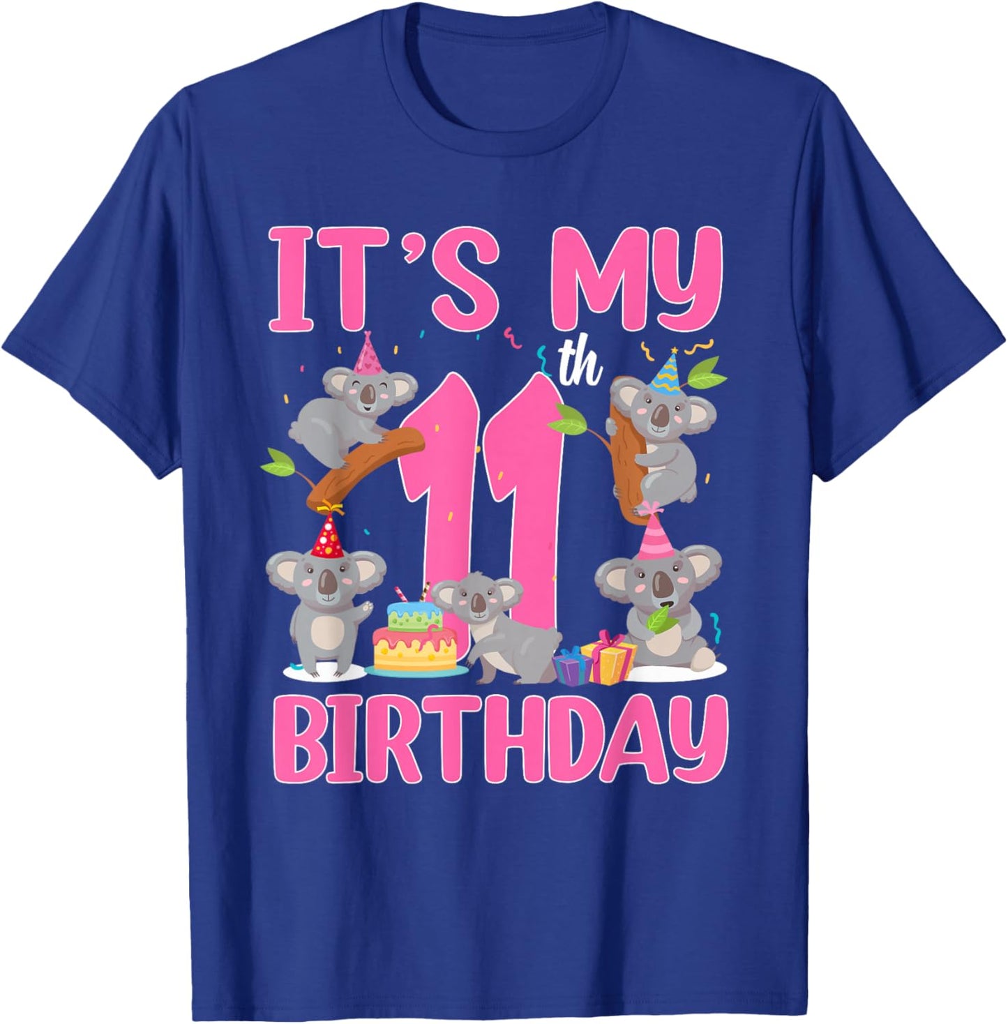 11 Year Old Birthday Girl 11th Birthday Koala Theme Party T-Shirt - T-Shirt | Royal