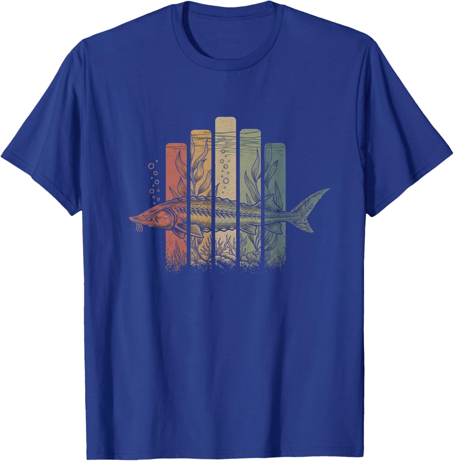 Retro Sturgeon Drawing Art Design T-Shirt - T-Shirt | Royal