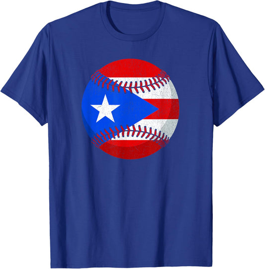 Puerto Rico Baseball Flag Design Boricua Beisbol Fan Gear T-Shirt - T-Shirt | Royal