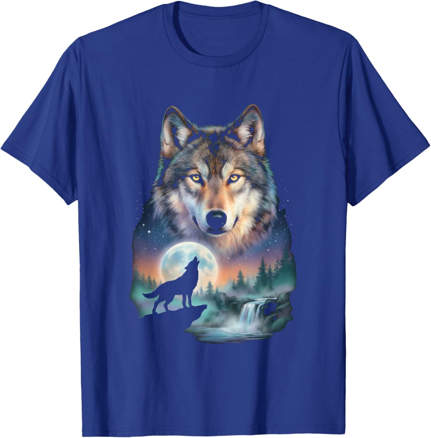 Howling Wolf Amazing Animal Graphic Wolf T-Shirt - T-Shirt | Royal