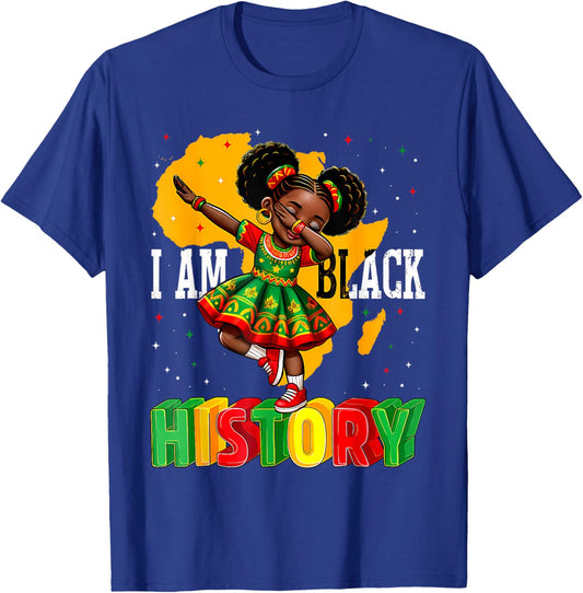 African American Girl Kid I Am Black History Month T-Shirt - T-Shirt | Royal