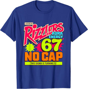 Turning 12 Listen Up Rizzlers Sigma 67 Aura 12th Birthday T-Shirt - T-Shirt | Royal