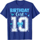 10th Birthday Girl Blue Toile Coquette Bow 10 Year Old T-Shirt - T-Shirt | Royal