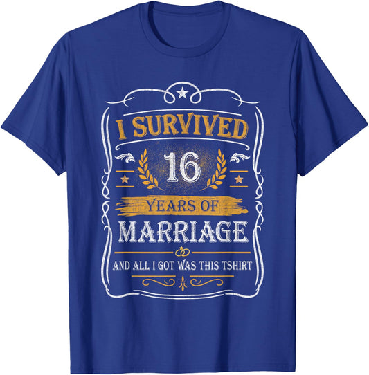 16th Wedding Anniversary Couples Shirt for Husband and Wife T-Shirt - T-Shirt | Royal