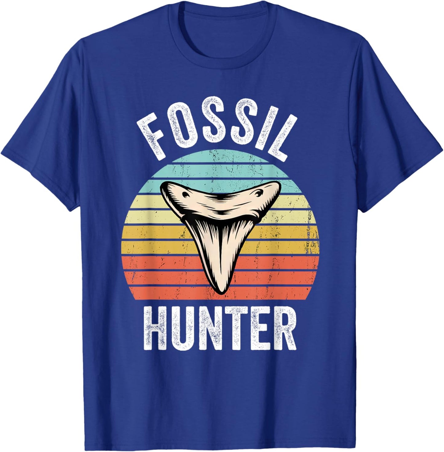 Vintage Shark Teeth Hunter Fossil Hunter Paleontologist T-Shirt - T-Shirt | Royal