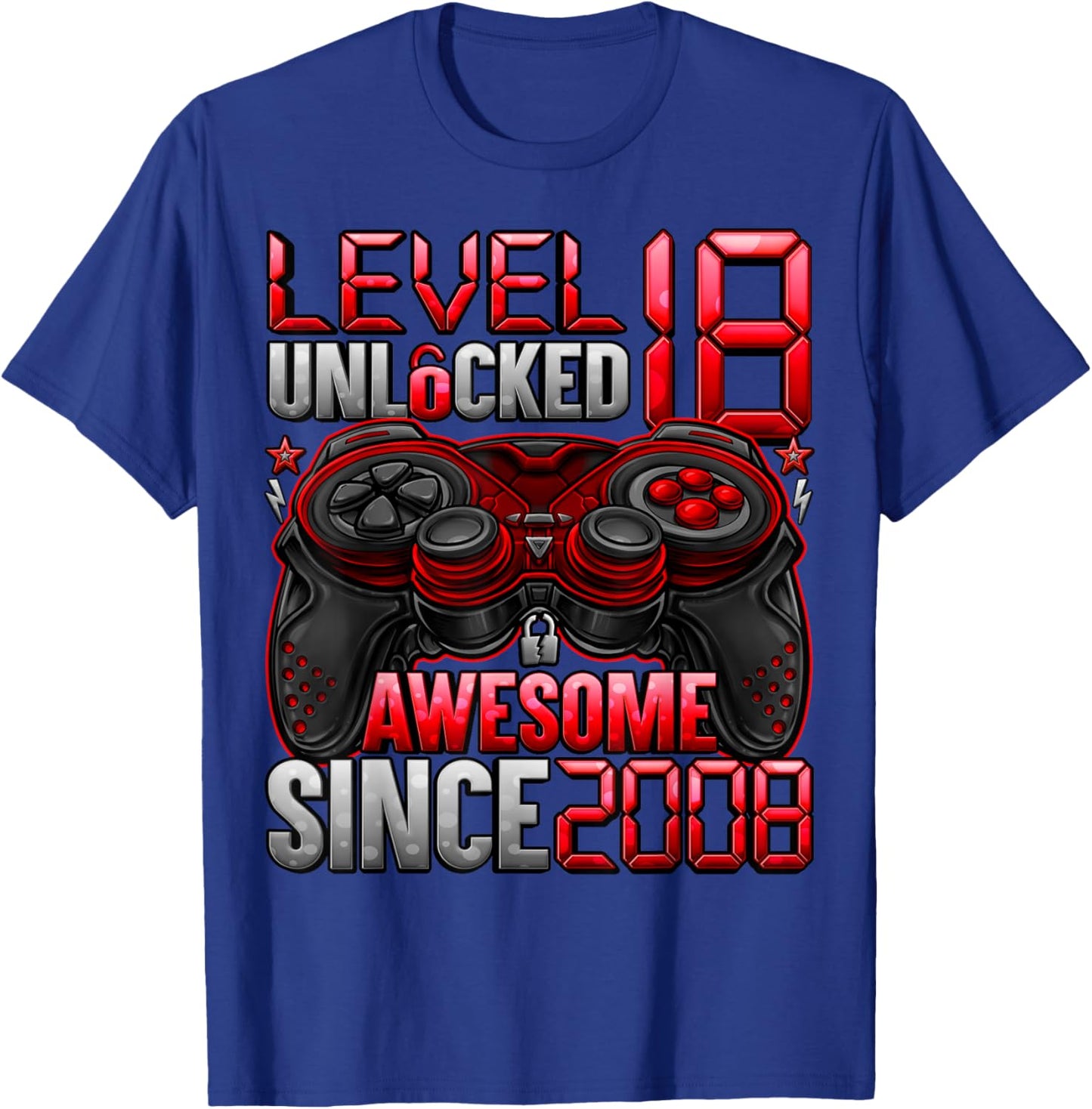 Level 18 Unlocked 18 Year Old Gifts Boys 18th Birthday Boy T-Shirt - T-Shirt | Royal