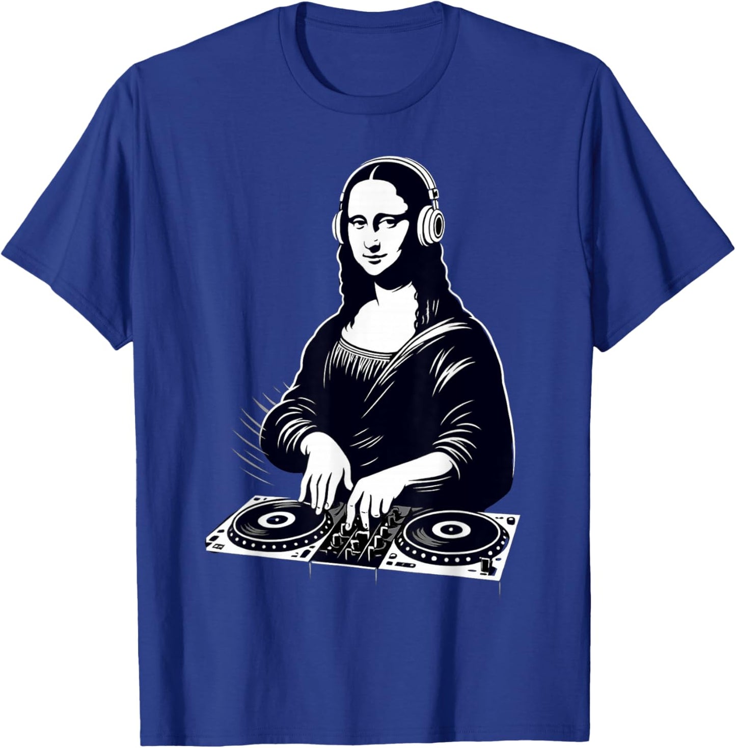 Mona Lisa DJ Scratching Vinyl Turntable EDM Techno Vintage T-Shirt - T-Shirt | Royal