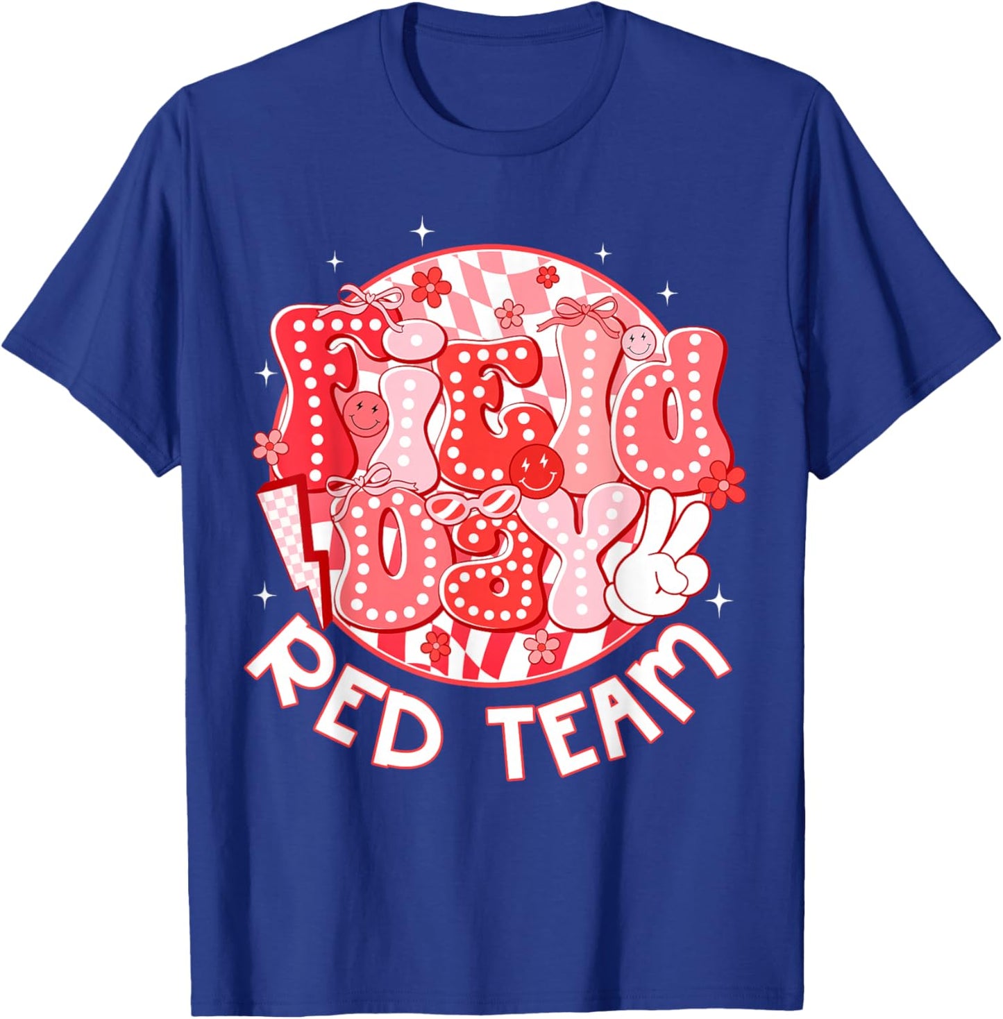 Field Day Red Team Coquette Bow Retro Lightning Bolt T-Shirt - T-Shirt | Royal