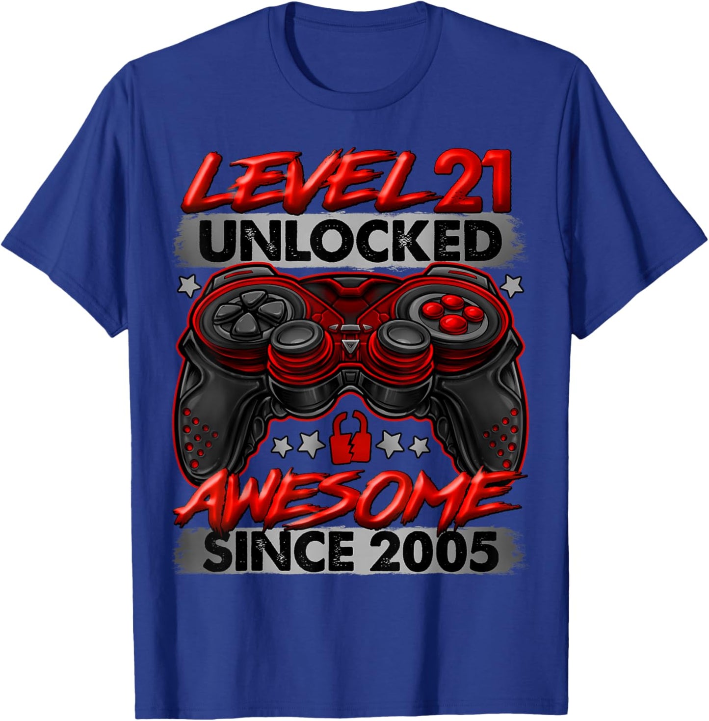 Level 21 Unlocked 21 Year Old Gifts Boys 21st Birthday Boy T-Shirt - T-Shirt | Royal