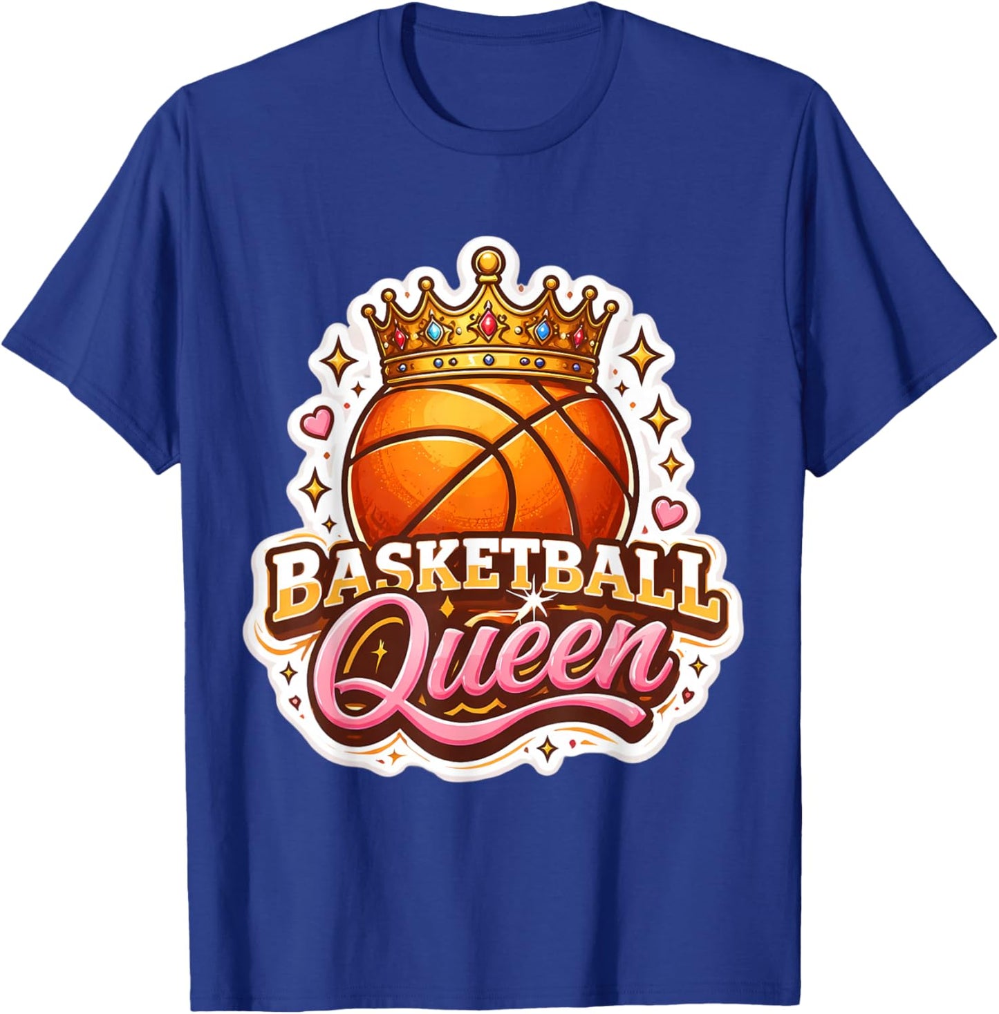 Basketball Queen Girl Player Lover Woman Coach Fan Hoops Mom T-Shirt - T-Shirt | Royal