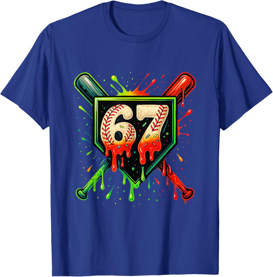 Baseball Six Seven 67 Meme Ice Cream Drip Xmas Men Women T-Shirt - T-Shirt | Royal