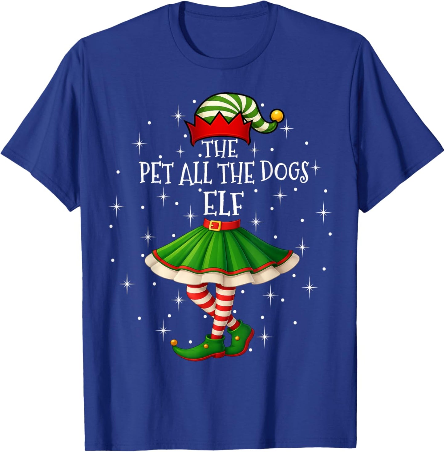 Pet All The Dogs Elf Christmas Family Women Girls Xmas Party T-Shirt - T-Shirt | Royal