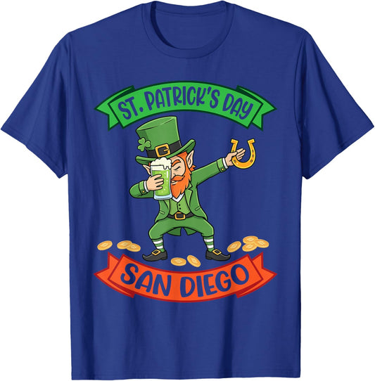 Dabbing Leprechaun St Patricks Day in San Diego Beer Gold T-Shirt - T-Shirt | Royal