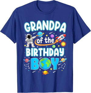 Grandpa of The Birthday Boy Astronaut Family Space Planets T-Shirt - T-Shirt | Royal