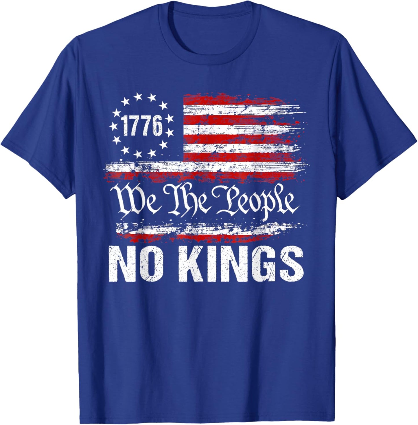 No Kings in America US Flag Vintage No Kings T-Shirt - T-Shirt | Royal