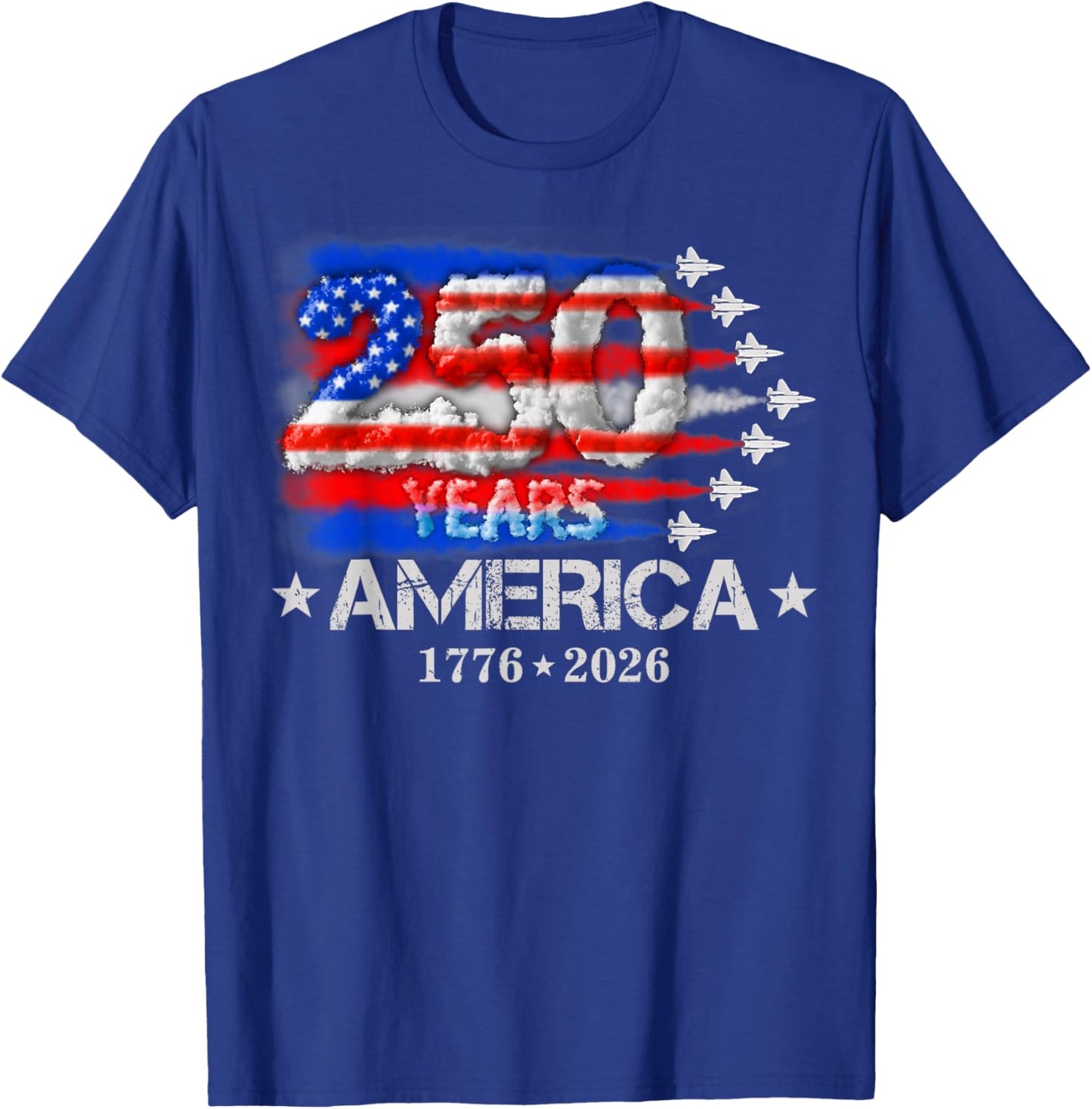 250 Years 1776 2026 250th Vintage 4th July American Flag T-Shirt - T-Shirt | Royal