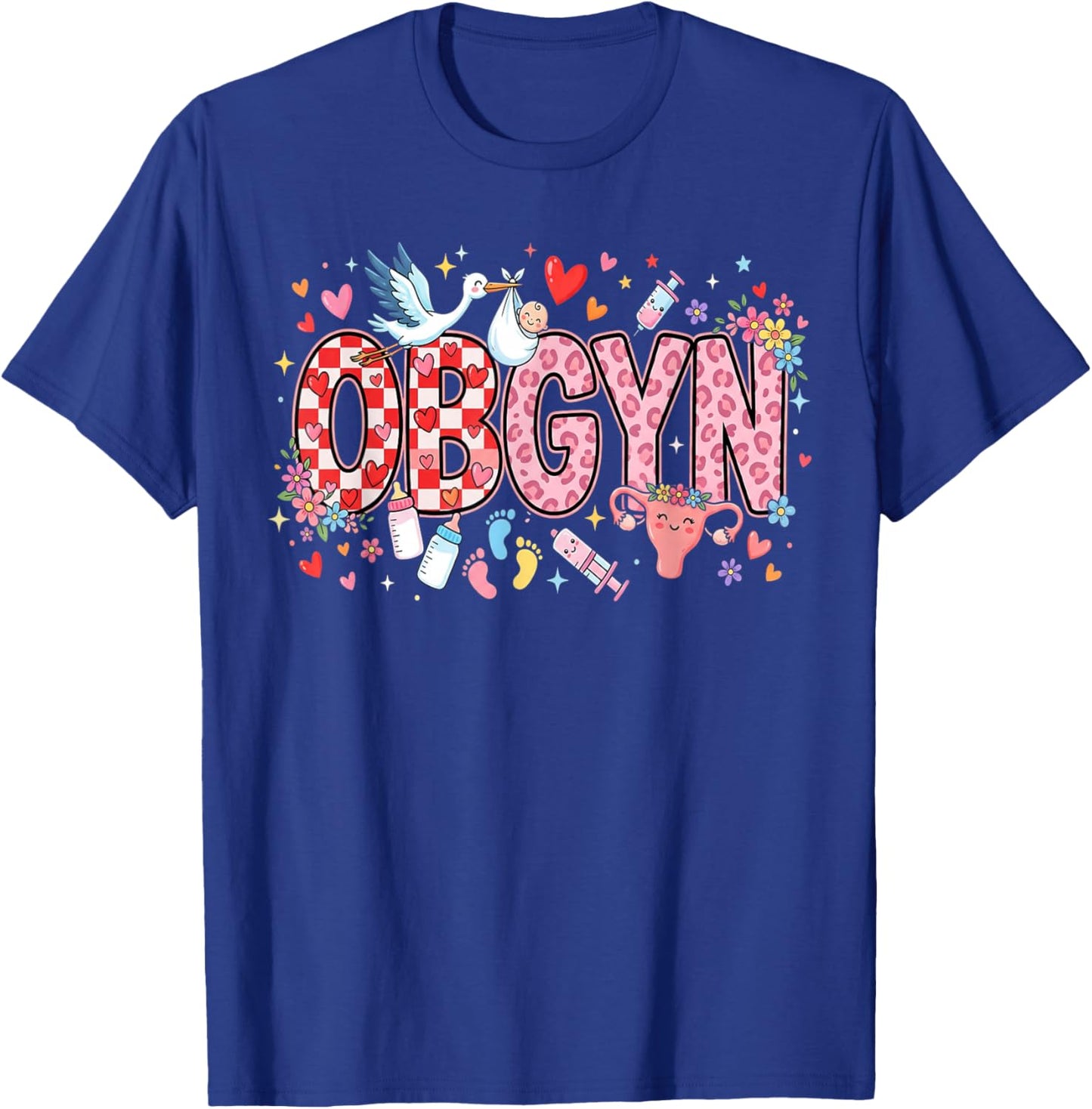 L&D Obstetrics Heart Nurse OBGYN Valentines Gynecology T-Shirt - T-Shirt | Royal