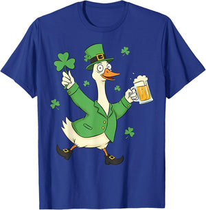 St Patrick’s Day Goose Funny Irish Goose Drinking Beer T-Shirt - T-Shirt | Royal