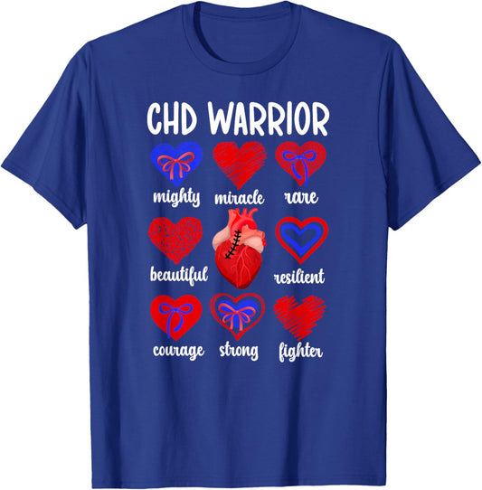 Proud CHD Warrior Congenital Heart Disease Awareness T-Shirt - T-Shirt | Royal