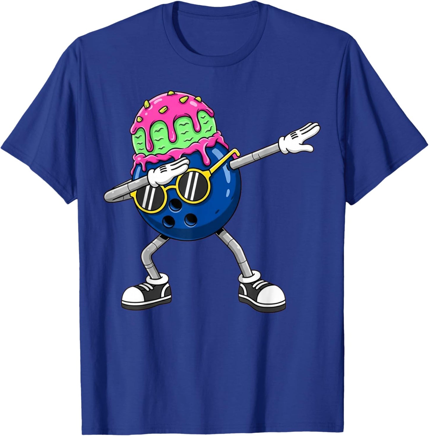 Dabbing Bowling Ball Drip Ice Cream Kids Youth Boys Girls T-Shirt - T-Shirt | Royal