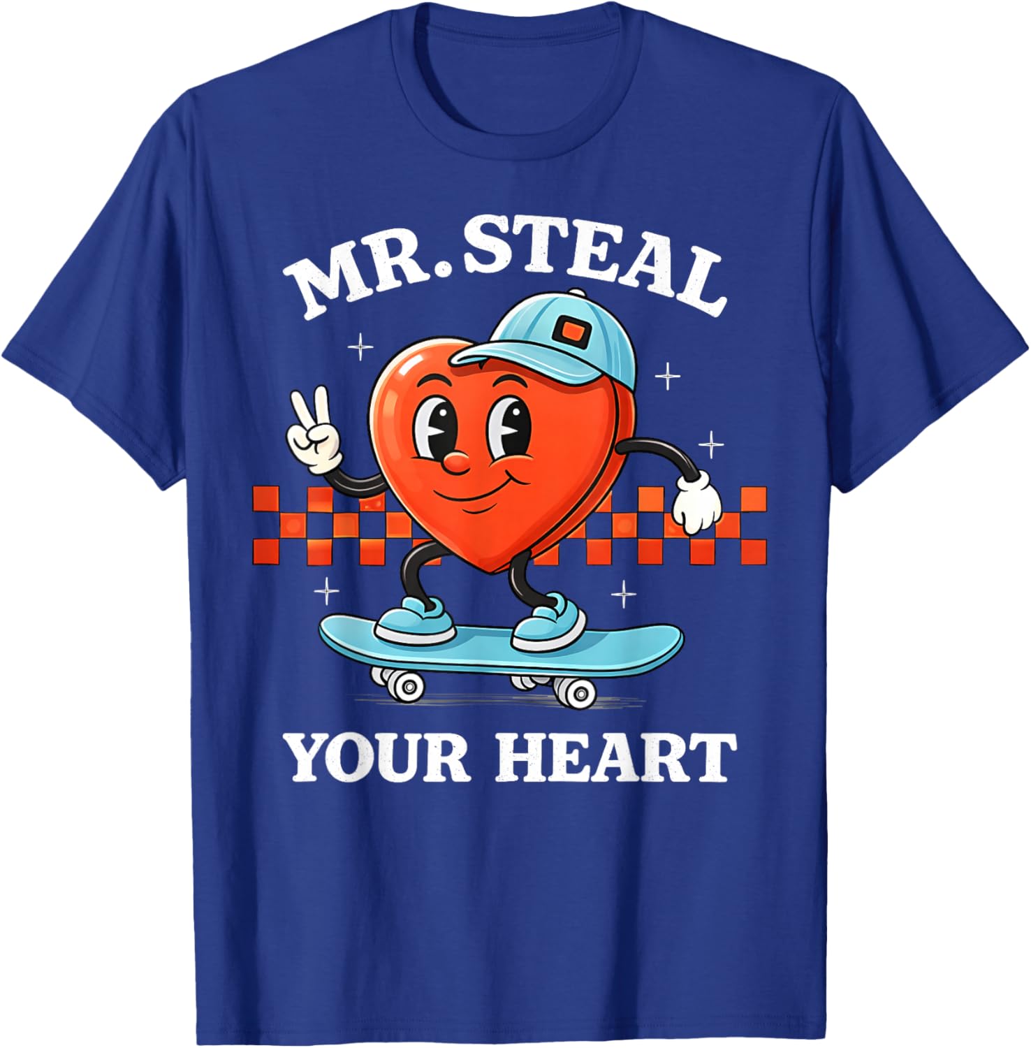 Valentines Day Mr. Steal Your Heart Skateboard Kids Boys T-Shirt - T-Shirt | Royal