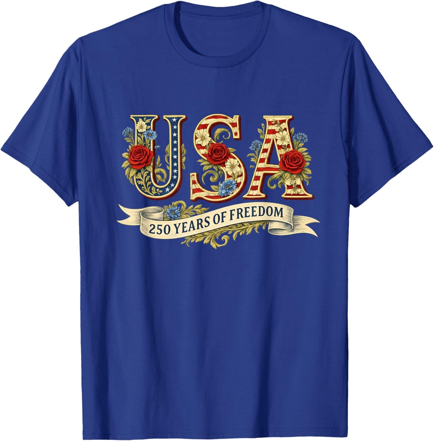 Vintage USA America 250 Years 1776-2026 250th Birthday T-Shirt - T-Shirt | Royal