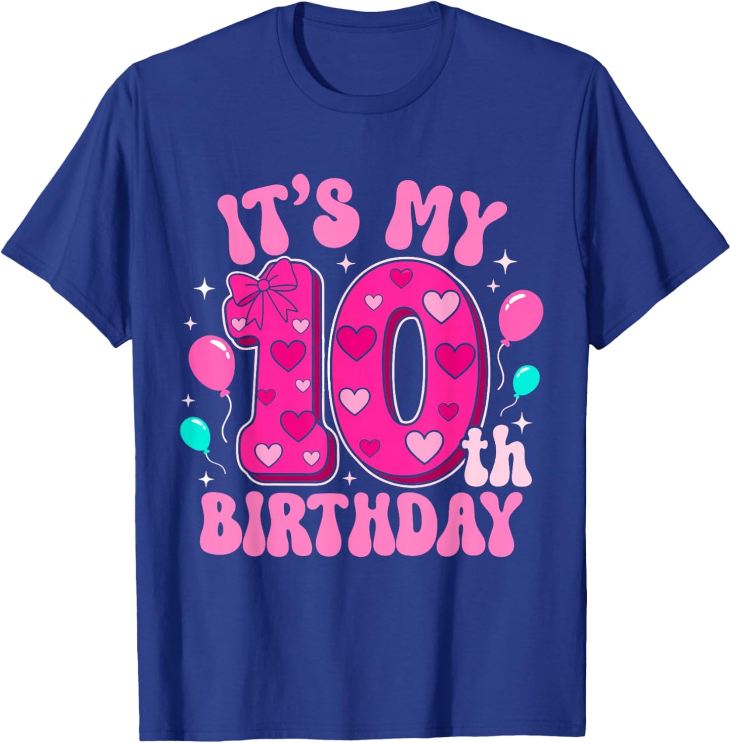 10 Year Old Pink Coquette Bow It's My 10th Birthday Girl T-Shirt - T-Shirt | Royal