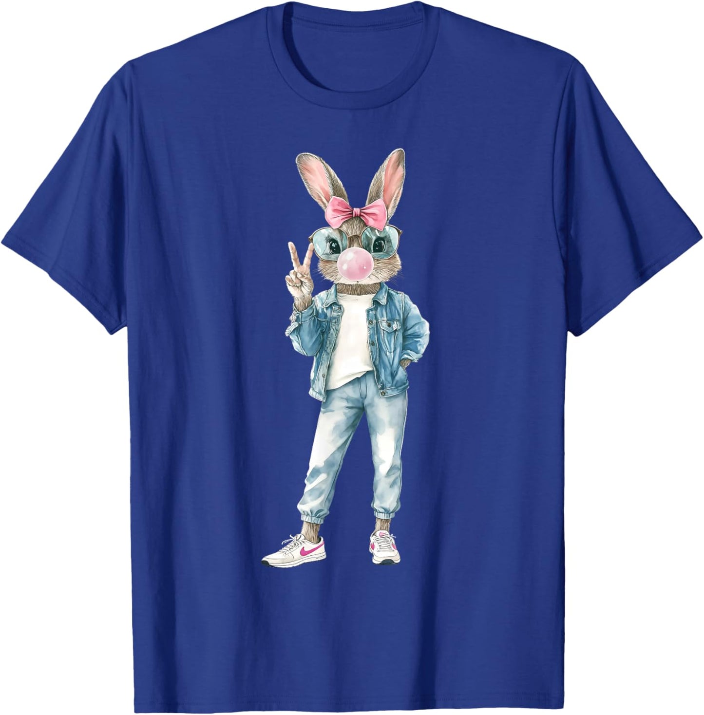 Funny Bunny Sunglasses Rabbit Coquette Bow Easter Trendy T-Shirt - T-Shirt | Royal