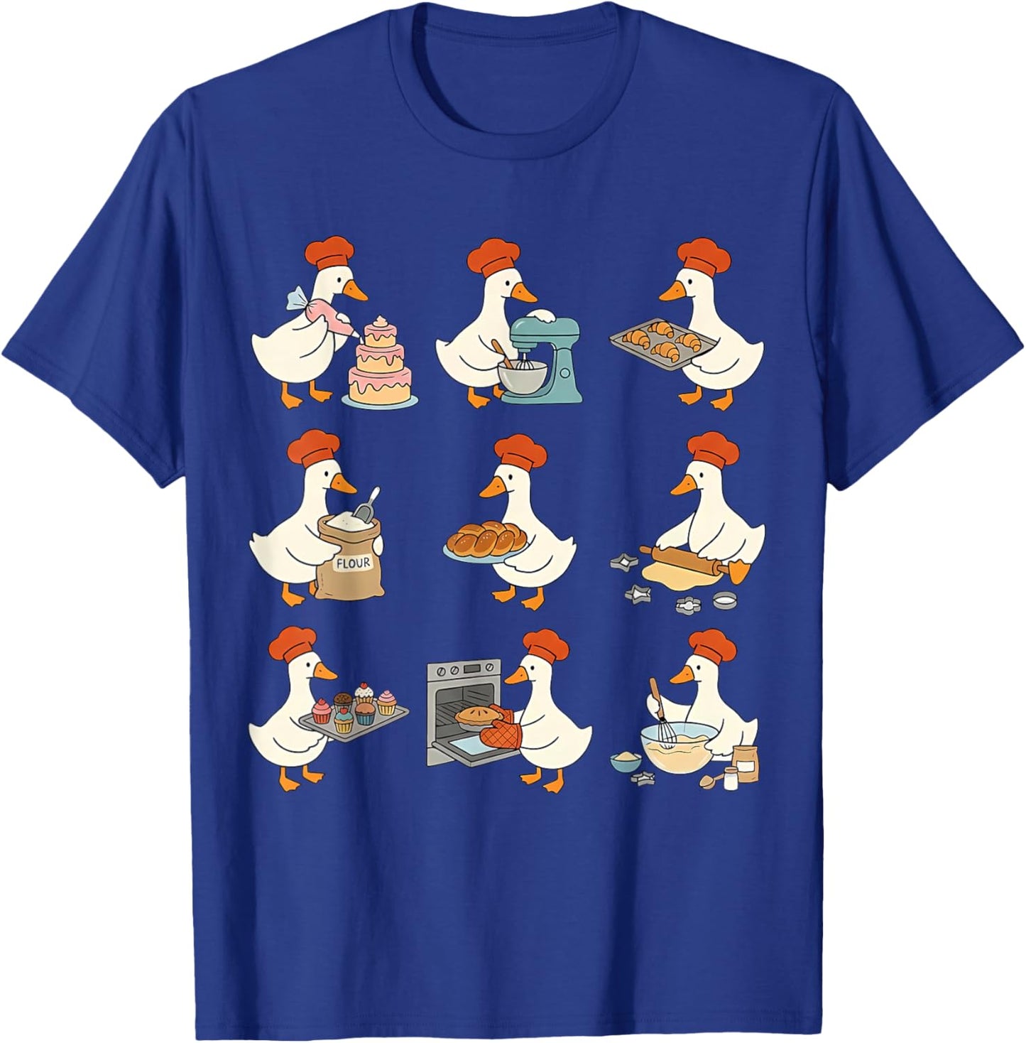 Cute Goose Baking Funny Baker Goose Chef Pastry Baker Lover T-Shirt - T-Shirt | Royal