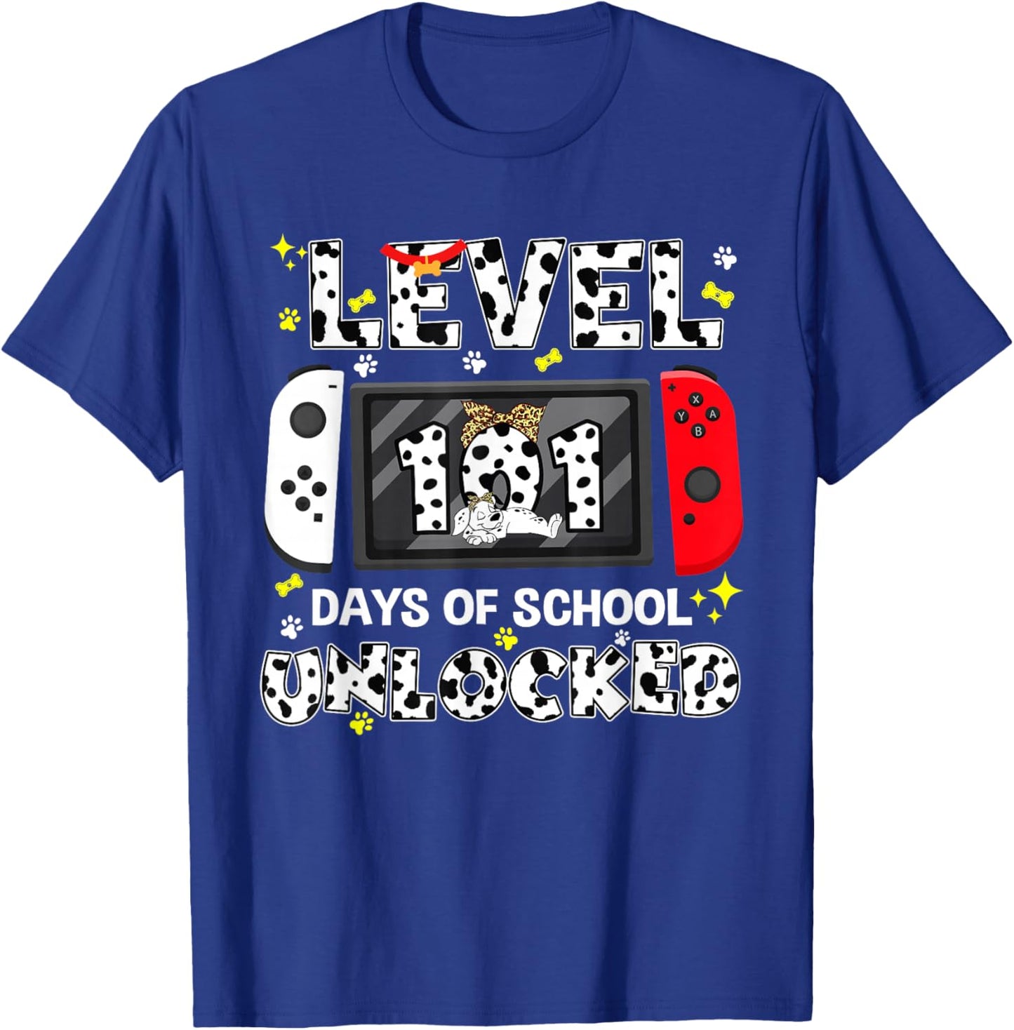Level Unlocked Game Controller 101 Days School 100 Days T-Shirt - T-Shirt | Royal